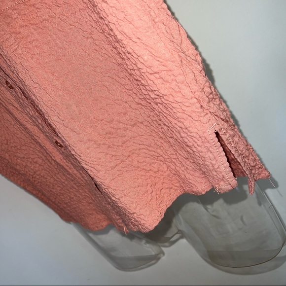 Max Studio Button Down Collar Shirt In Color Clay Textured Crepe Fabric Size XS - Picture 6 of 8